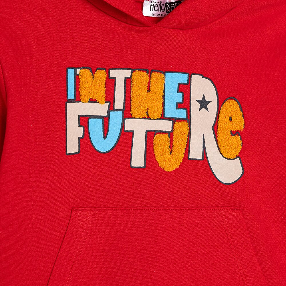 Erkek Bebek Motto Boy Eşofman Takımı Şardonlu İki İplik Bisiklet Yaka Uzun Kol Ribanalı Paça