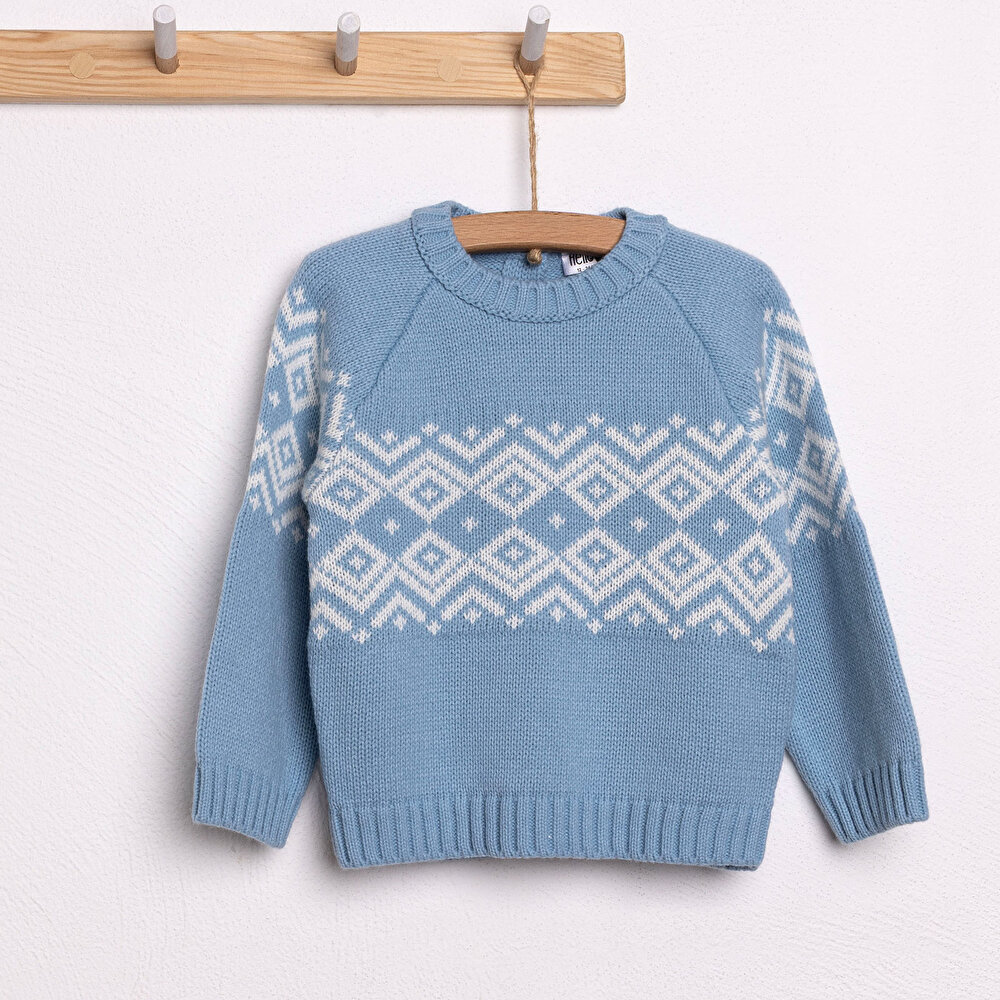 Erkek Bebek Mountain Explorer Kazak Triko Bisiklet Yaka Uzun Kol