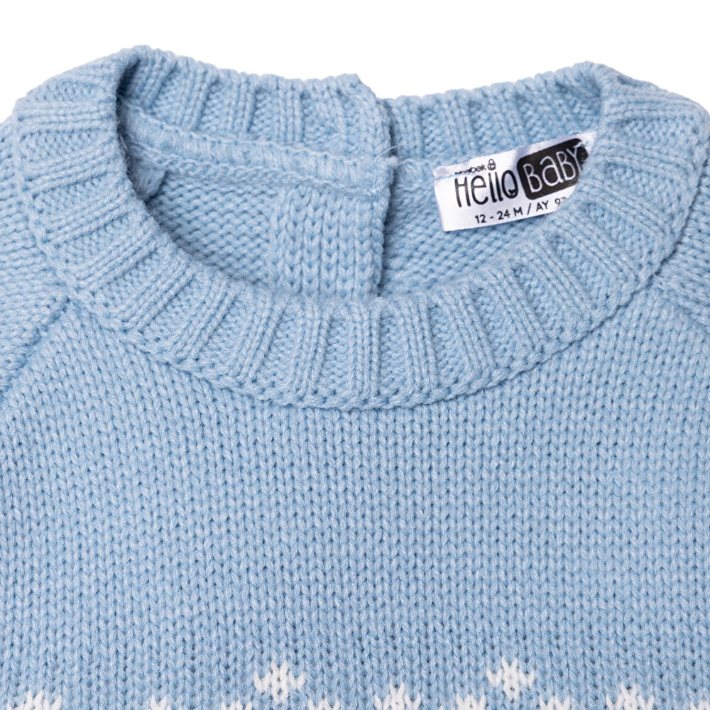 Erkek Bebek Mountain Explorer Kazak Triko Bisiklet Yaka Uzun Kol