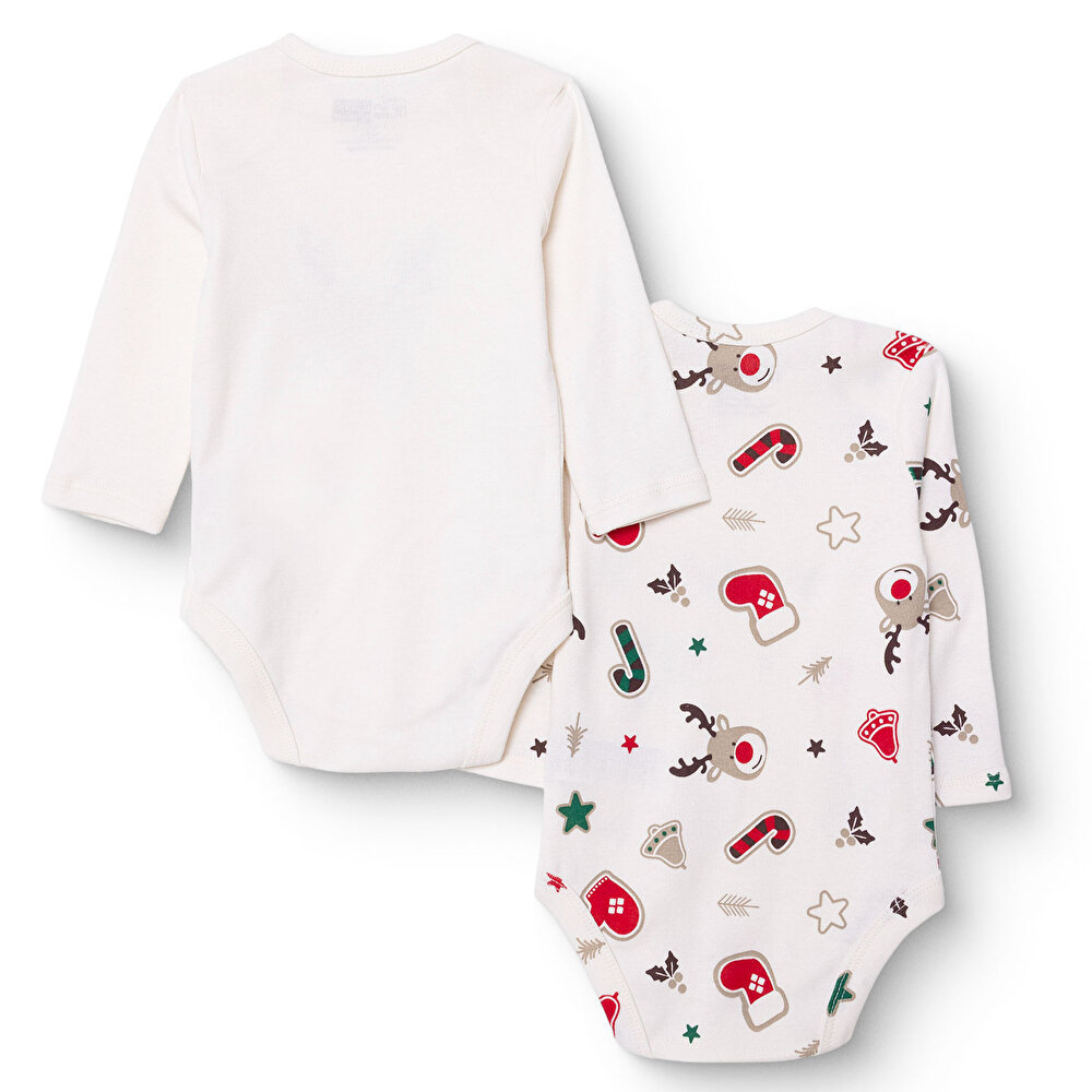 Erkek Bebek New Year 2li Uzun Kol Body Zarf Yaka Uzun Kol Ribana Paça