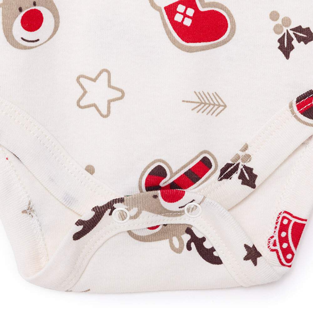 Erkek Bebek New Year 2li Uzun Kol Body Zarf Yaka Uzun Kol Ribana Paça