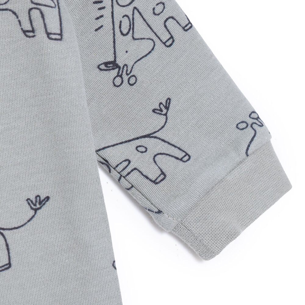 Erkek Bebek Patiksiz Tulum İnterlok Bisiklet Yaka Uzun Kol Ribanalı Paça