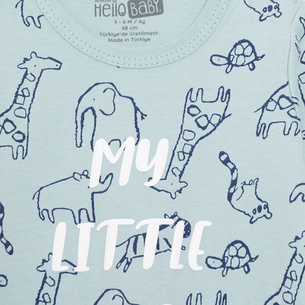 Erkek Bebek Patiksiz Tulum İnterlok Bisiklet Yaka Uzun Kol Ribanalı Paça