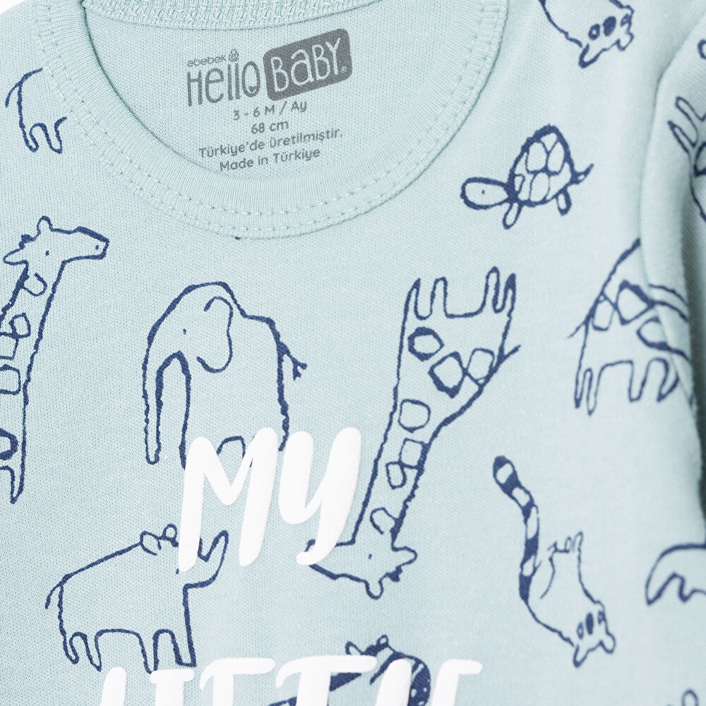 Erkek Bebek Patiksiz Tulum İnterlok Bisiklet Yaka Uzun Kol Ribanalı Paça