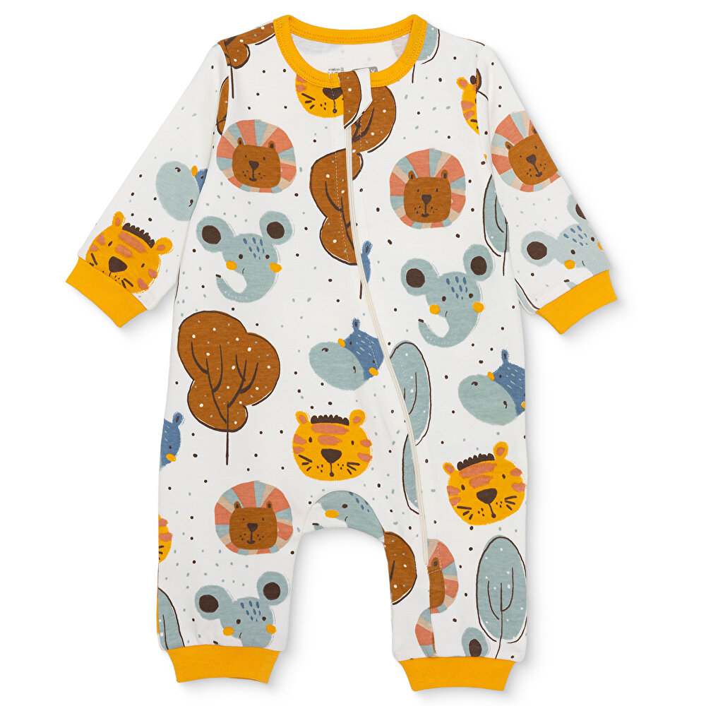 Erkek Bebek Patiksiz Tulum İnterlok Bisiklet Yaka Uzun Kol