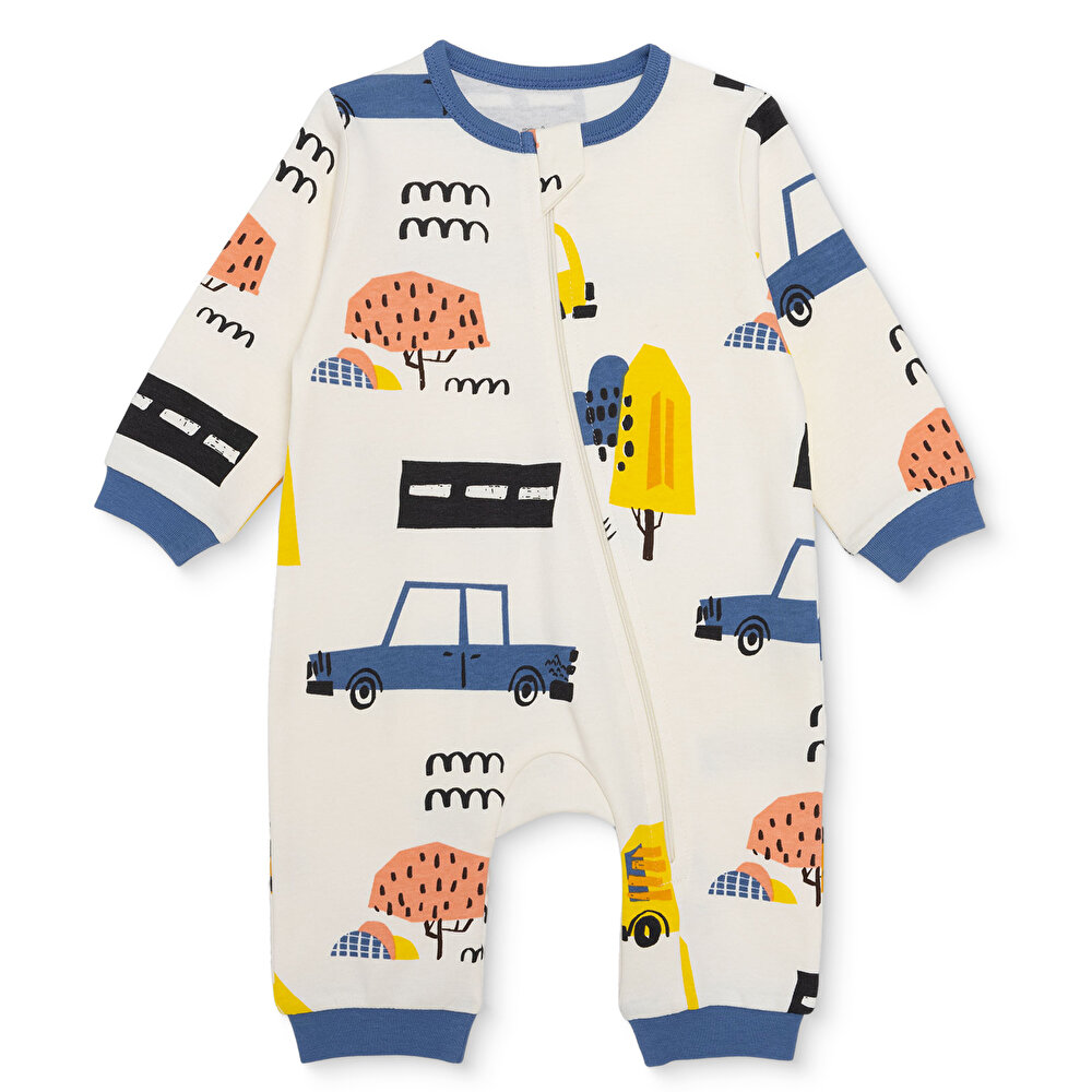 Erkek Bebek Patiksiz Tulum İnterlok Bisiklet Yaka Uzun Kol