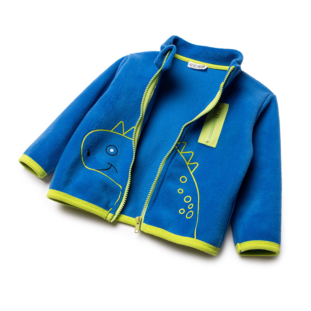 Erkek Bebek Polar Hırka Fermuarlı Cepli Uzun Kol