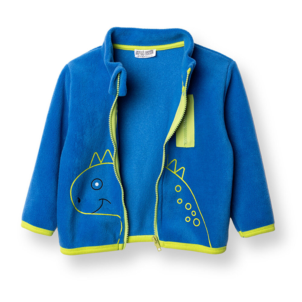 Erkek Bebek Polar Hırka Fermuarlı Cepli Uzun Kol