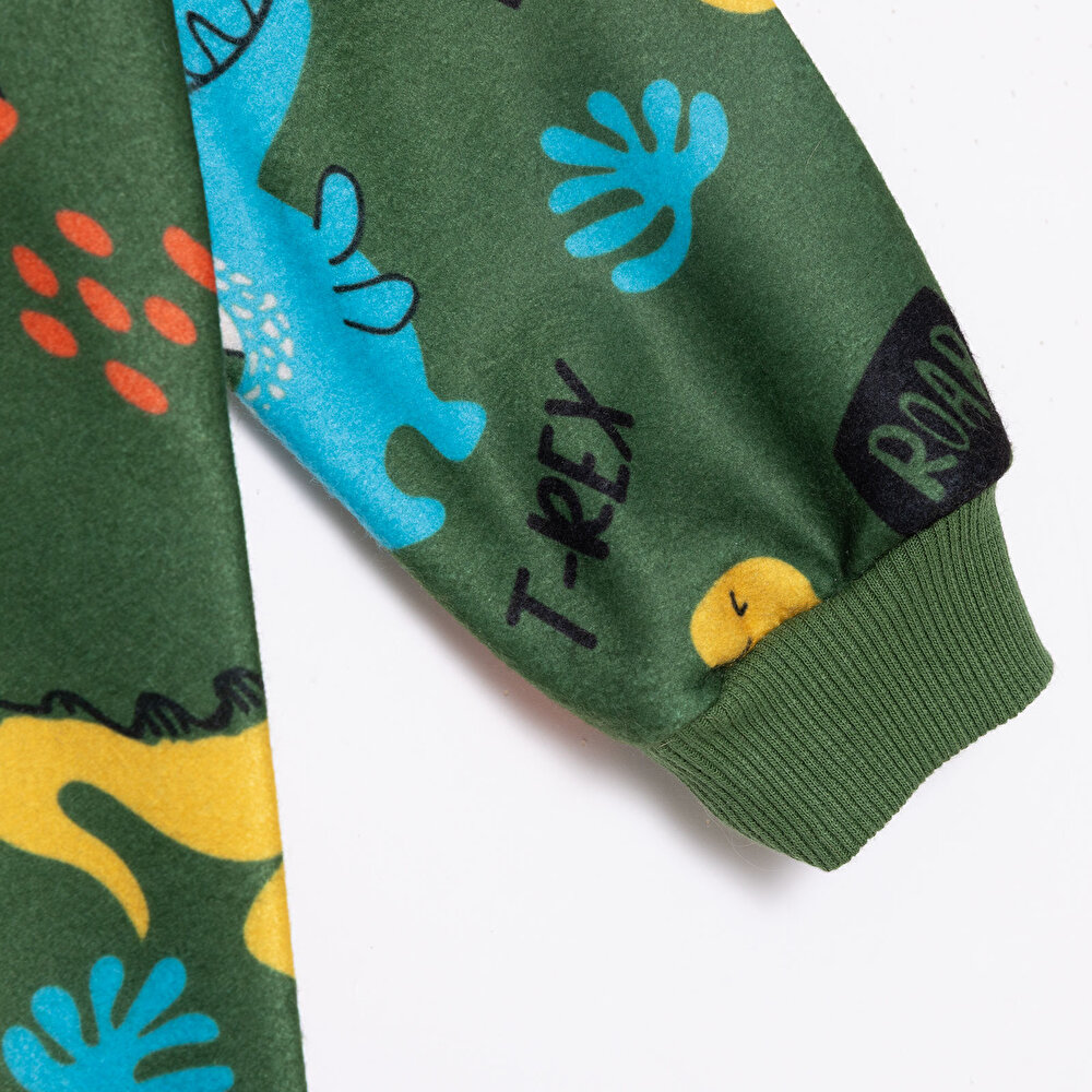 Erkek Bebek Polar Patiksiz Tulum Fermuarlı Uzun Kol Ribanalı Paça