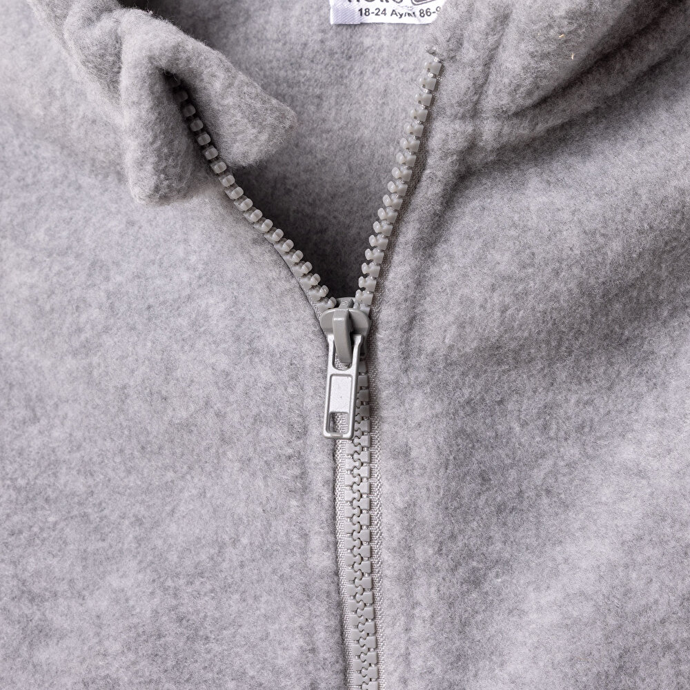 Erkek Bebek Polar Yelek Fermuarlı Hakim Yaka Atlet Kol