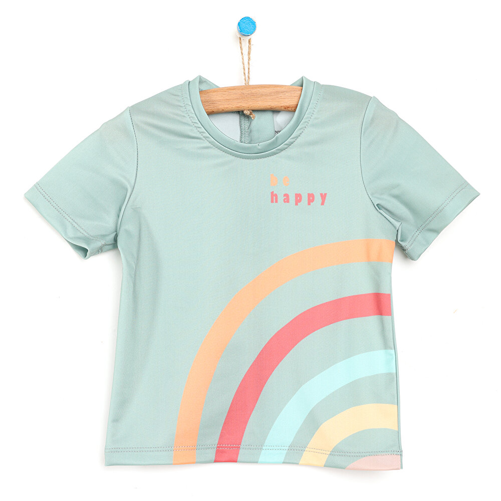 Erkek Bebek Retro Gökkuşağı Kısa Kol Tshirt