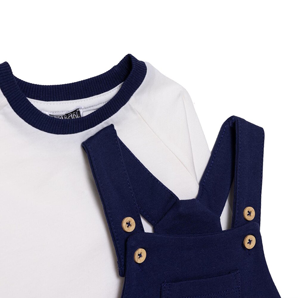 Erkek Bebek Salopet-Sweatshirt İki İplik Bisiklet Yaka Uzun Kol Reçme Paça