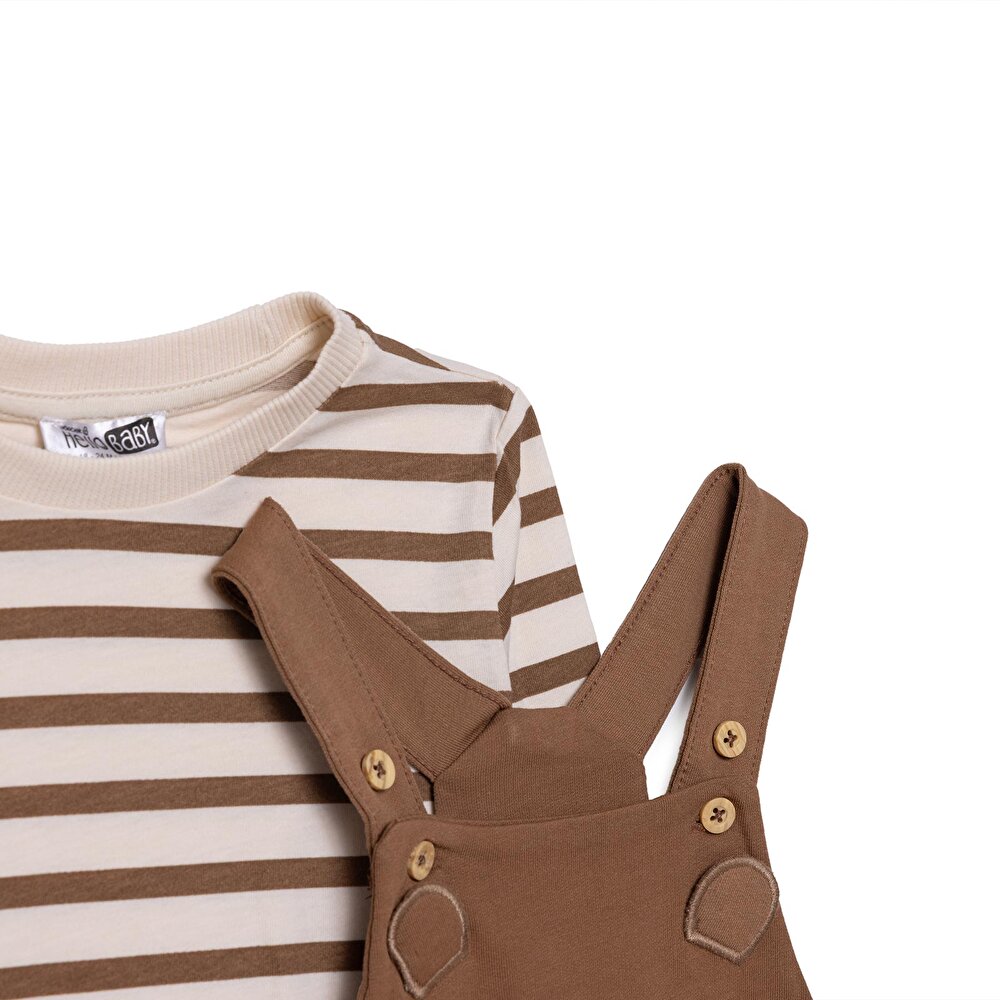 Erkek Bebek Salopet-Sweatshirt İki İplik Bisiklet Yaka Uzun Kol Reçme Paça