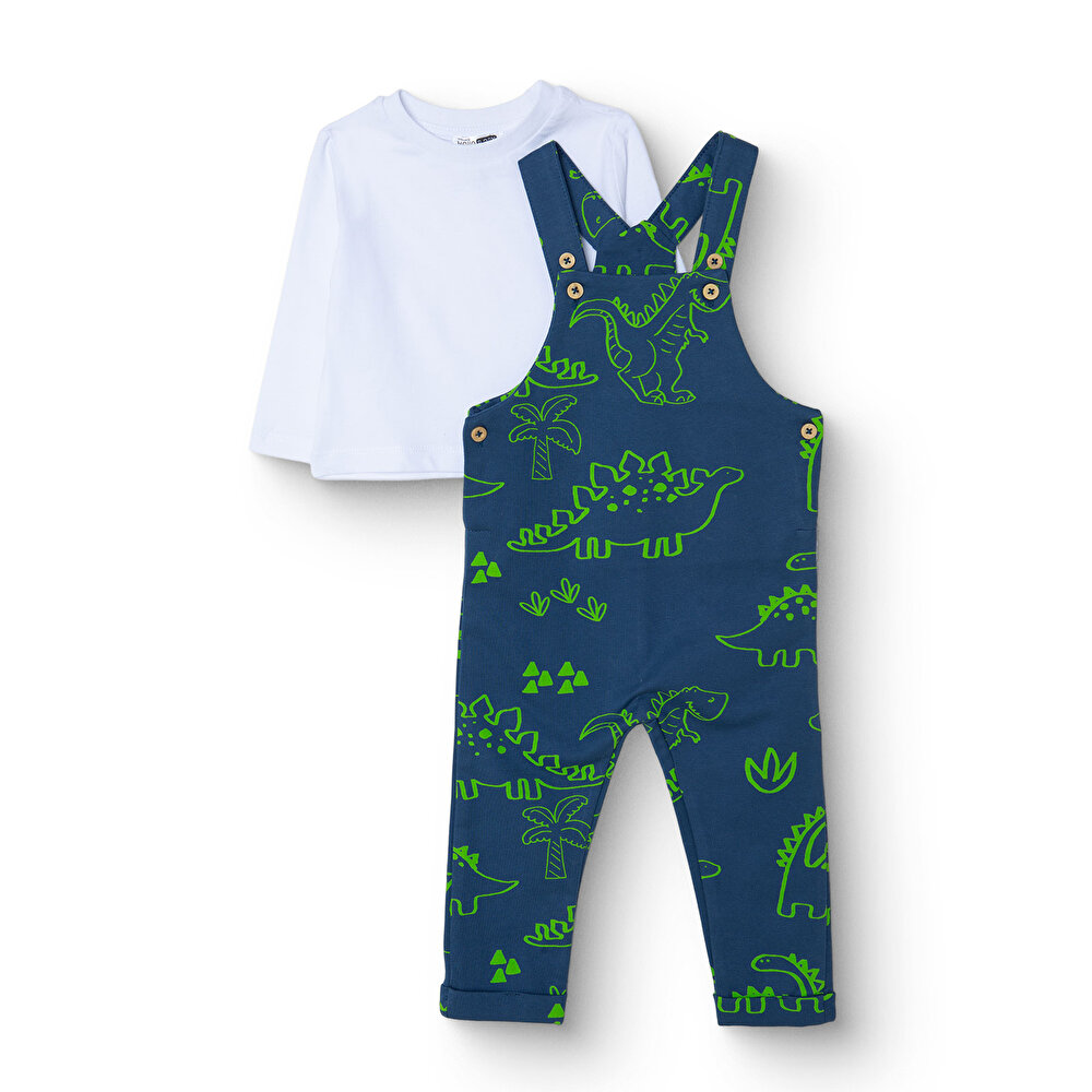 Erkek Bebek Salopet-Sweatshirt Süprem Bisiklet Yaka Uzun Kol Reçme Paça