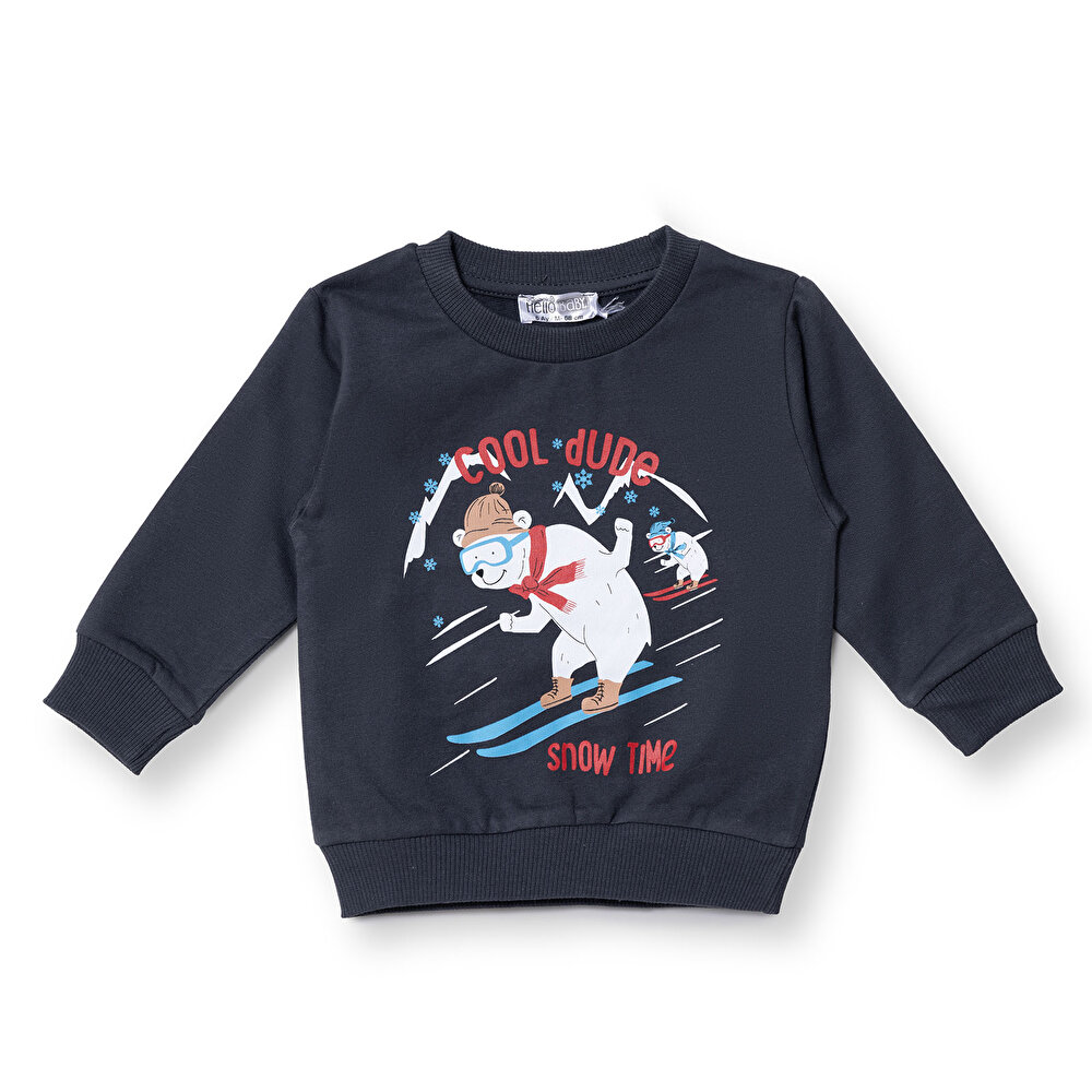 Erkek Bebek Sweatshirt Bisiklet Yaka Uzun Kol