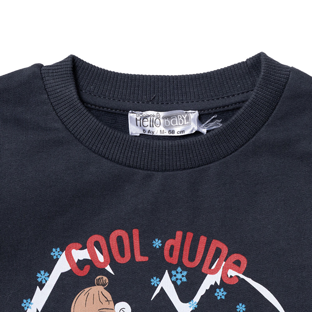 Erkek Bebek Sweatshirt Bisiklet Yaka Uzun Kol