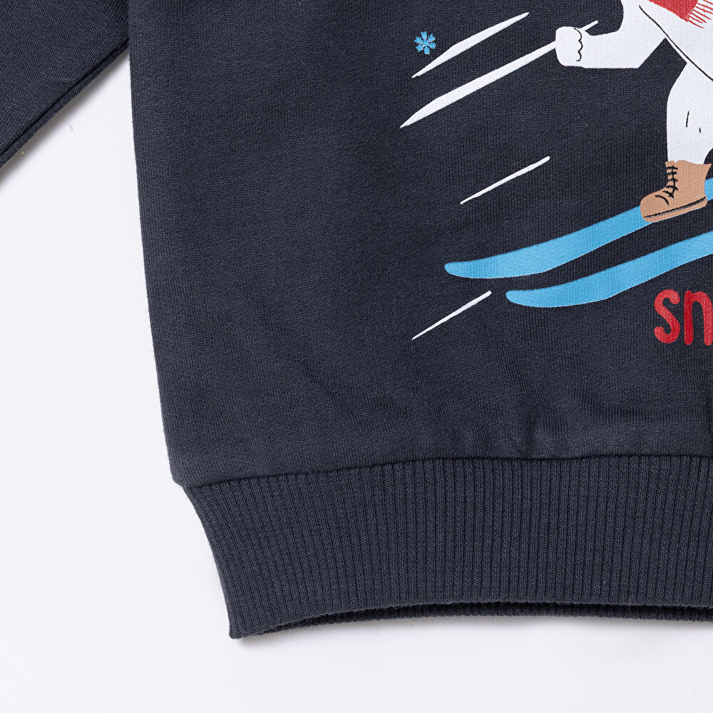 Erkek Bebek Sweatshirt Bisiklet Yaka Uzun Kol