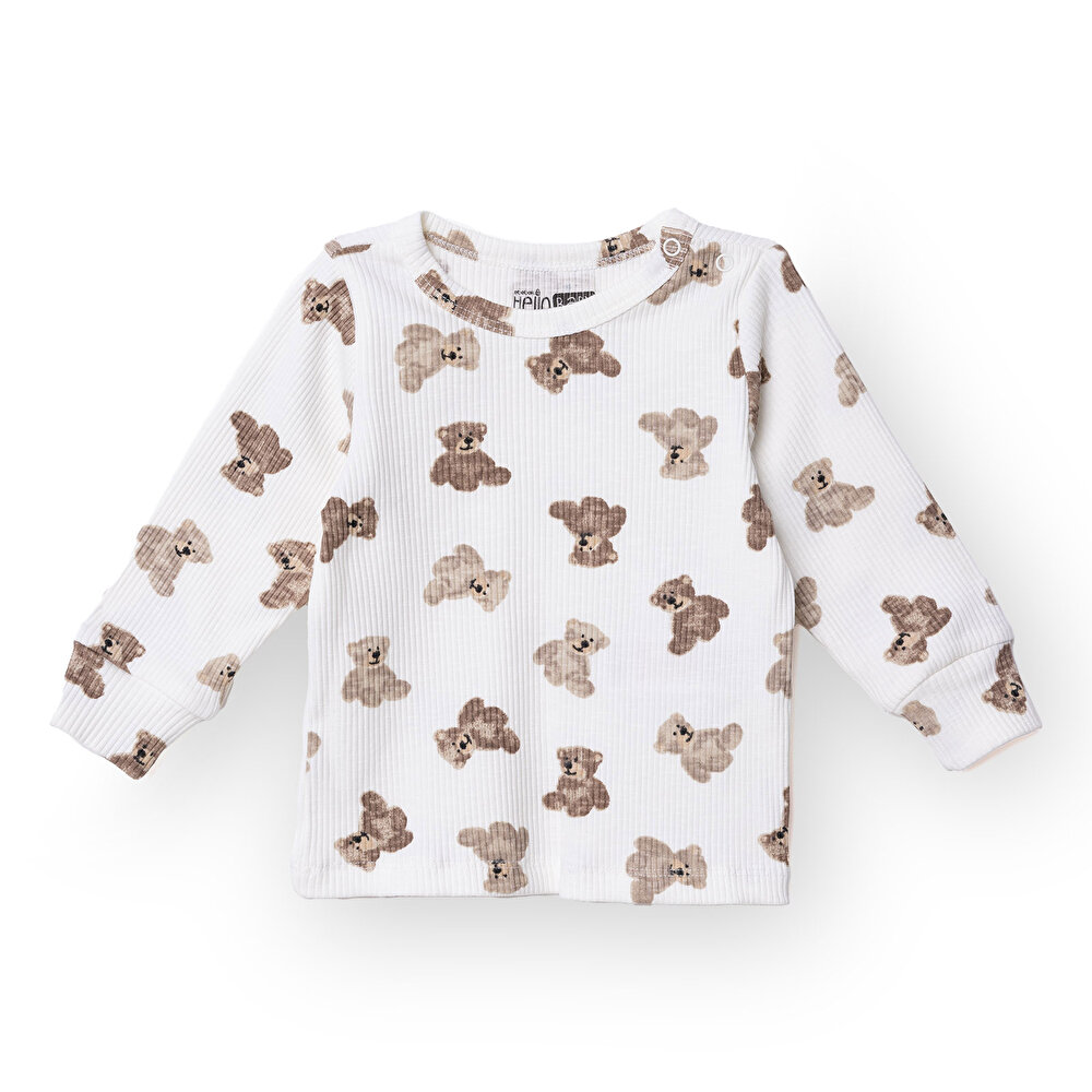 Erkek Bebek Sweatshirt Çıtçıtlı Bisiklet Yaka Uzun Kol