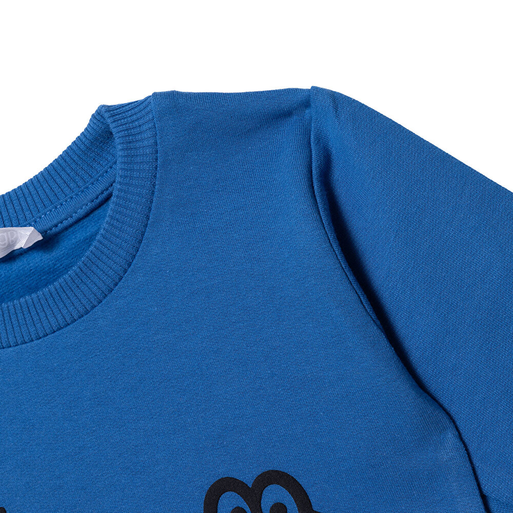 Erkek Bebek Sweatshirt Timsah Baskılı Bisiklet Yaka Uzun Kol