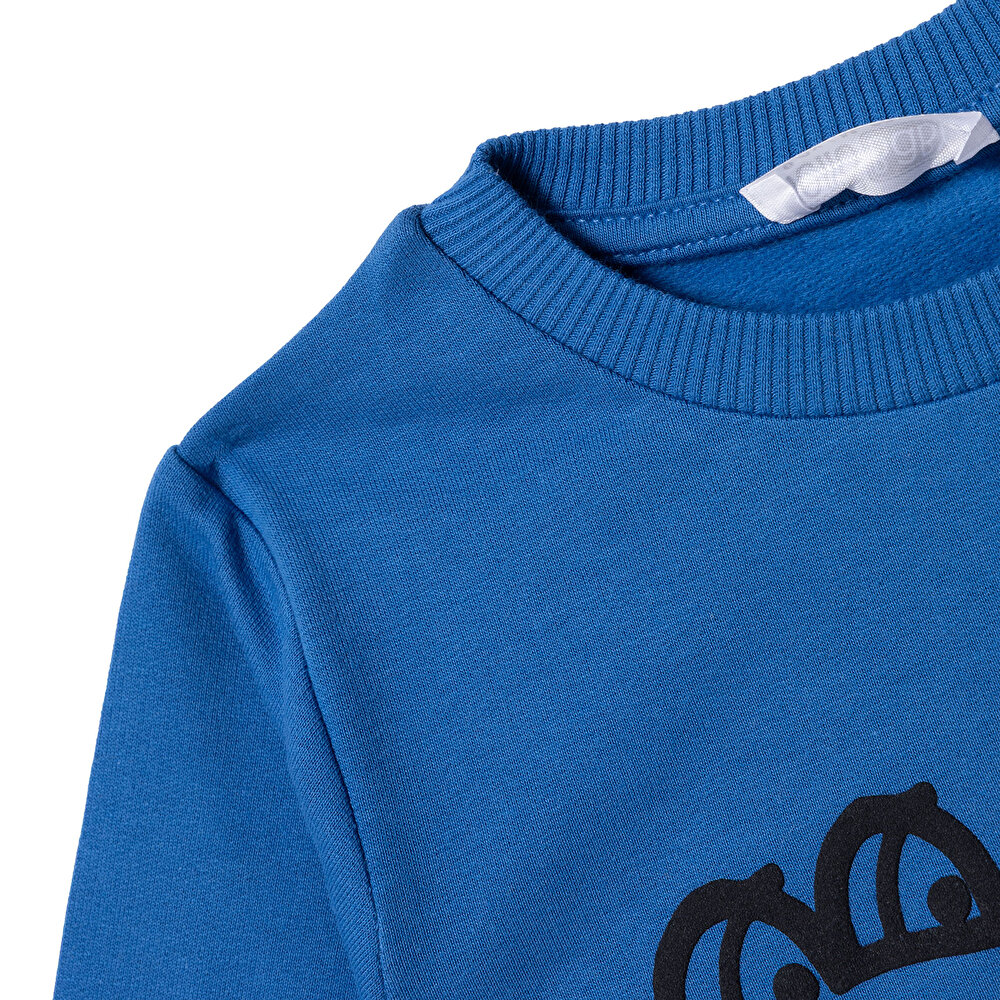 Erkek Bebek Sweatshirt Timsah Baskılı Bisiklet Yaka Uzun Kol