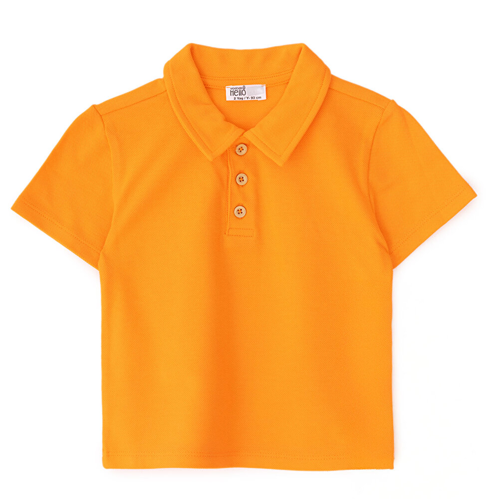 Erkek Bebek Tshirt Düğmeli Bisiklet Yaka Kısa Kol