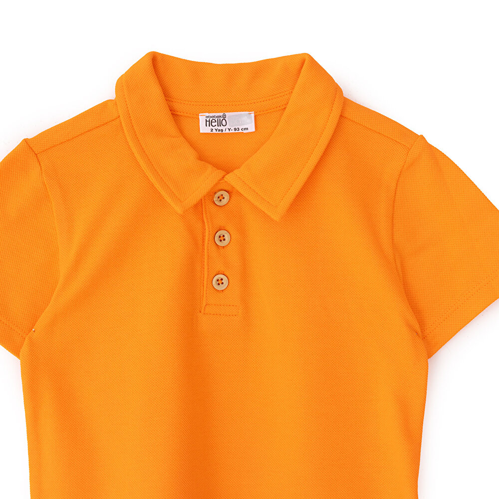 Erkek Bebek Tshirt Düğmeli Bisiklet Yaka Kısa Kol