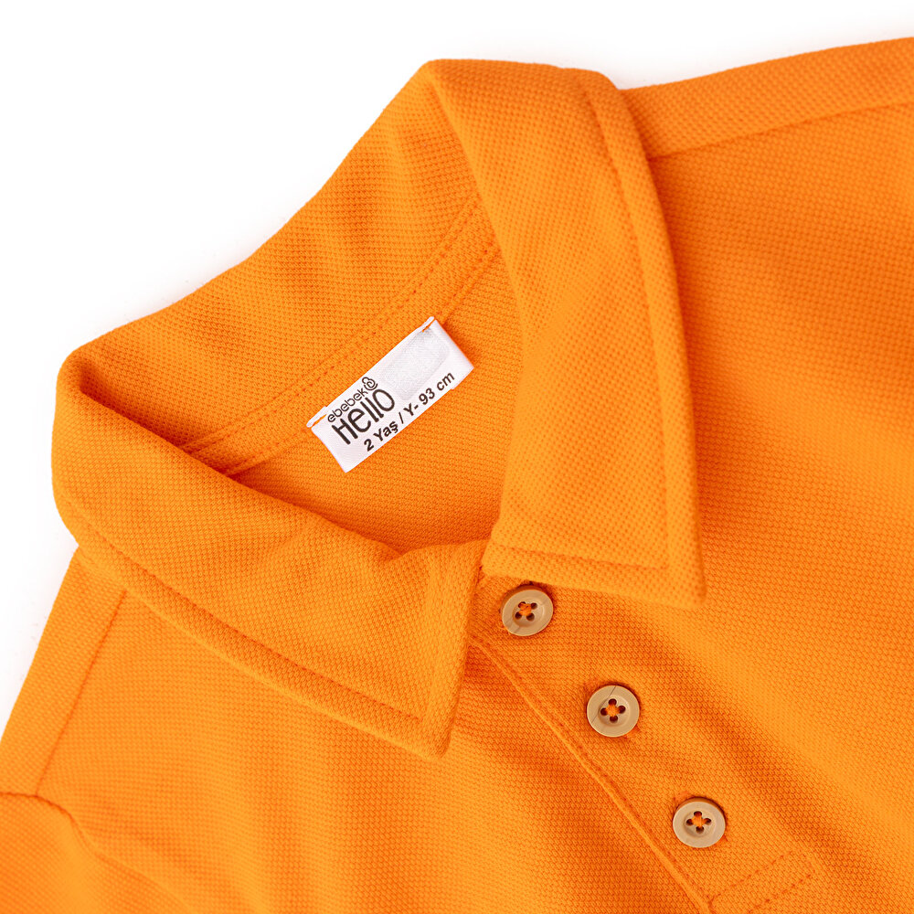 Erkek Bebek Tshirt Düğmeli Bisiklet Yaka Kısa Kol