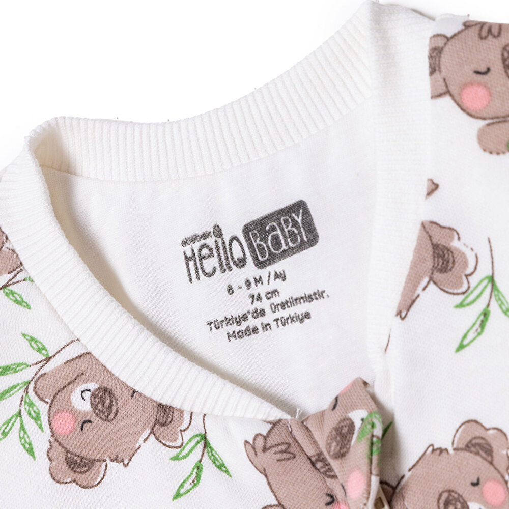 Erkek Bebek Uyku Tulumu 1 tog Fermuarlı Bisiklet Yaka Uzun Kol Ribanalı Paça