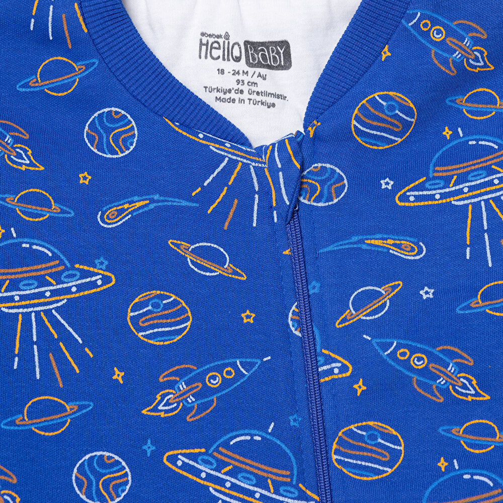 Erkek Bebek Uyku Tulumu 1 Tog Fermuarlı Bisiklet Yaka Uzun Kol