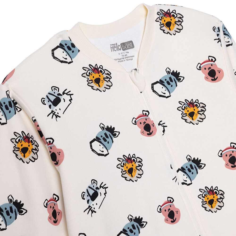 Erkek Bebek Uyku Tulumu 1 Tog Fermuarlı Bisiklet Yaka Uzun Kol