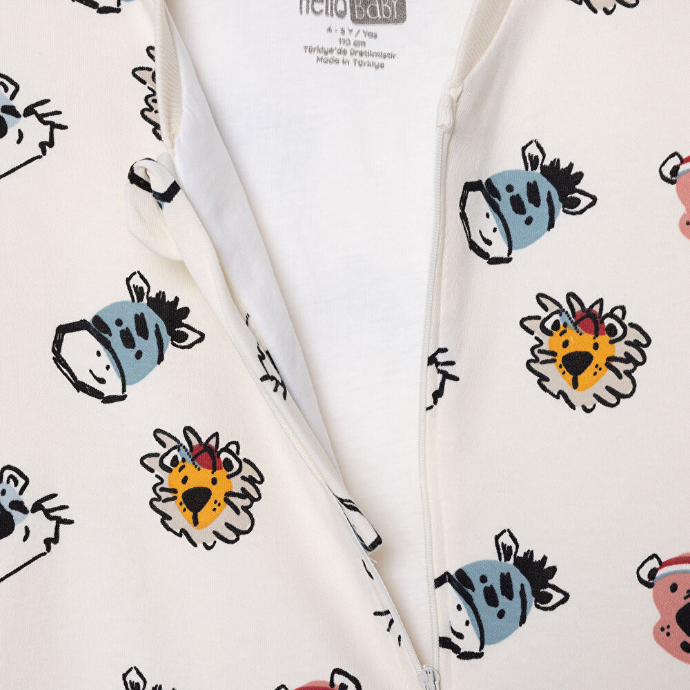 Erkek Bebek Uyku Tulumu 1 Tog Fermuarlı Bisiklet Yaka Uzun Kol