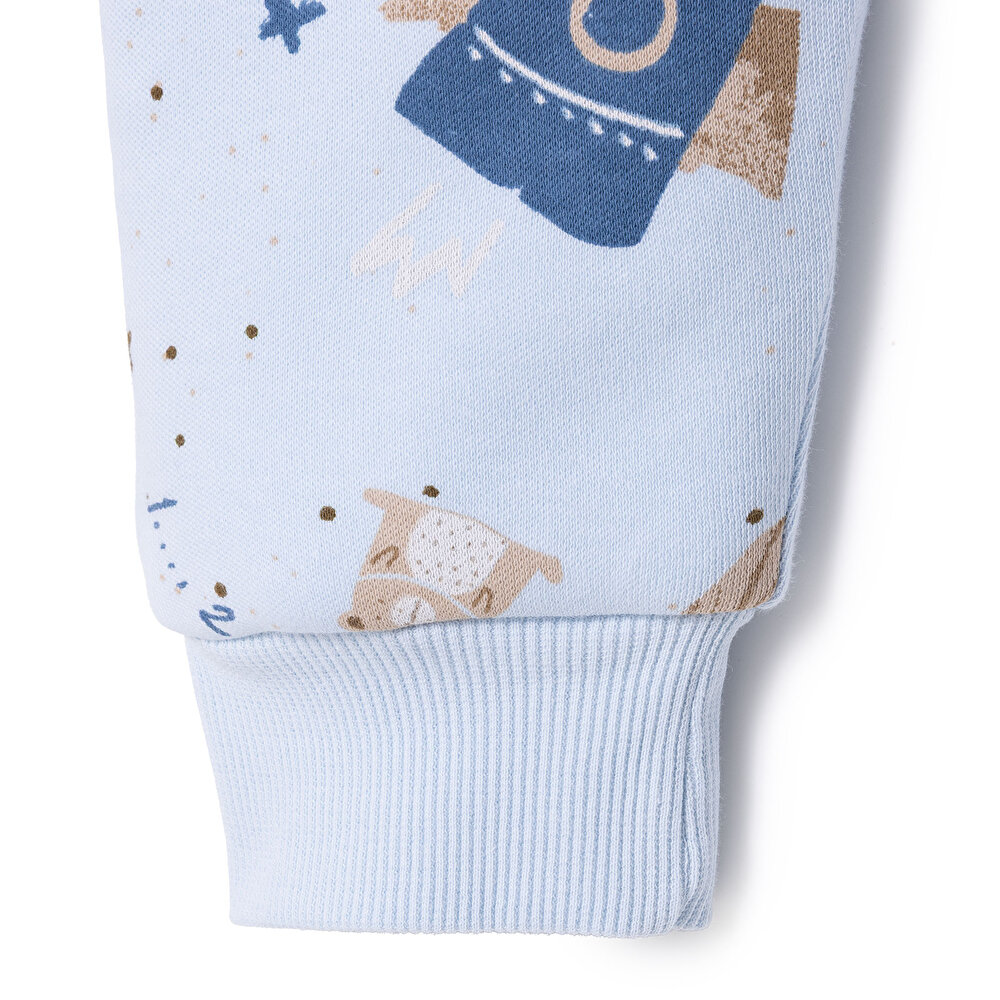 Erkek Bebek Uyku Tulumu 2,5 tog Fermuarlı Bisiklet Yaka Uzun Kol Ribanalı