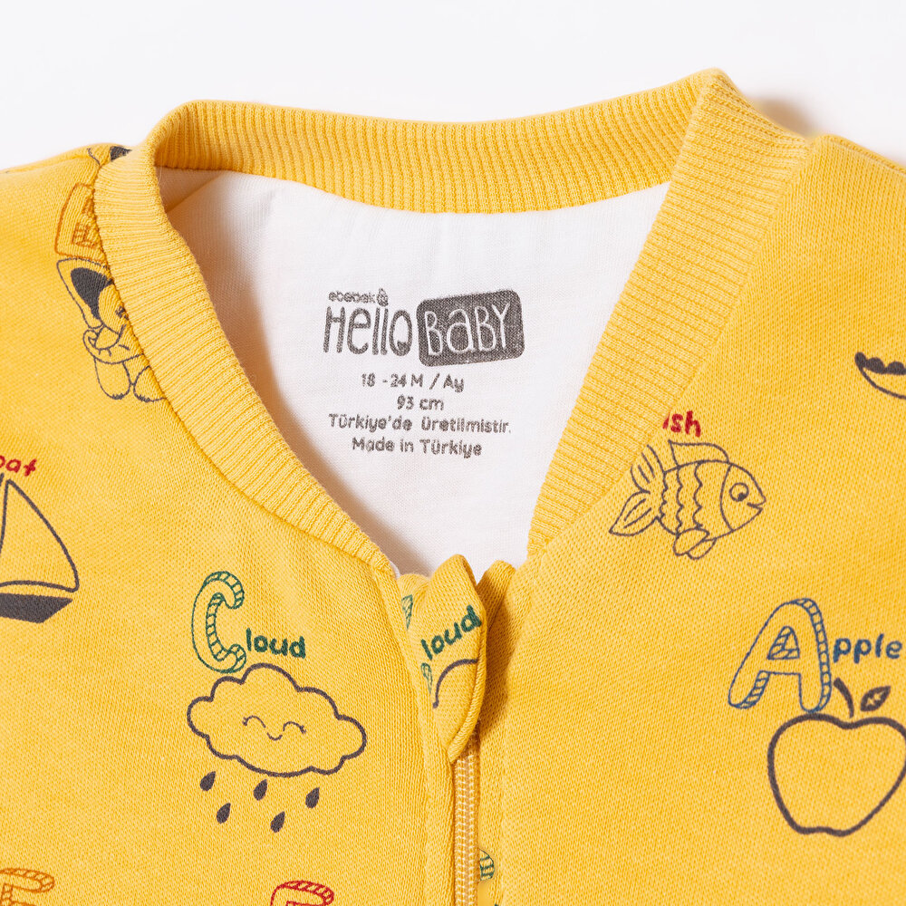 Erkek Bebek Uyku Tulumu Fermuarlı 1 tog Bisiklet Yaka Uzun Kol Ribanalı