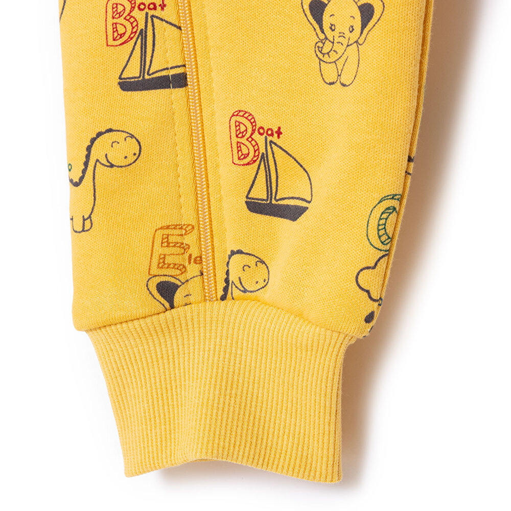 Erkek Bebek Uyku Tulumu Fermuarlı 1 tog Bisiklet Yaka Uzun Kol Ribanalı