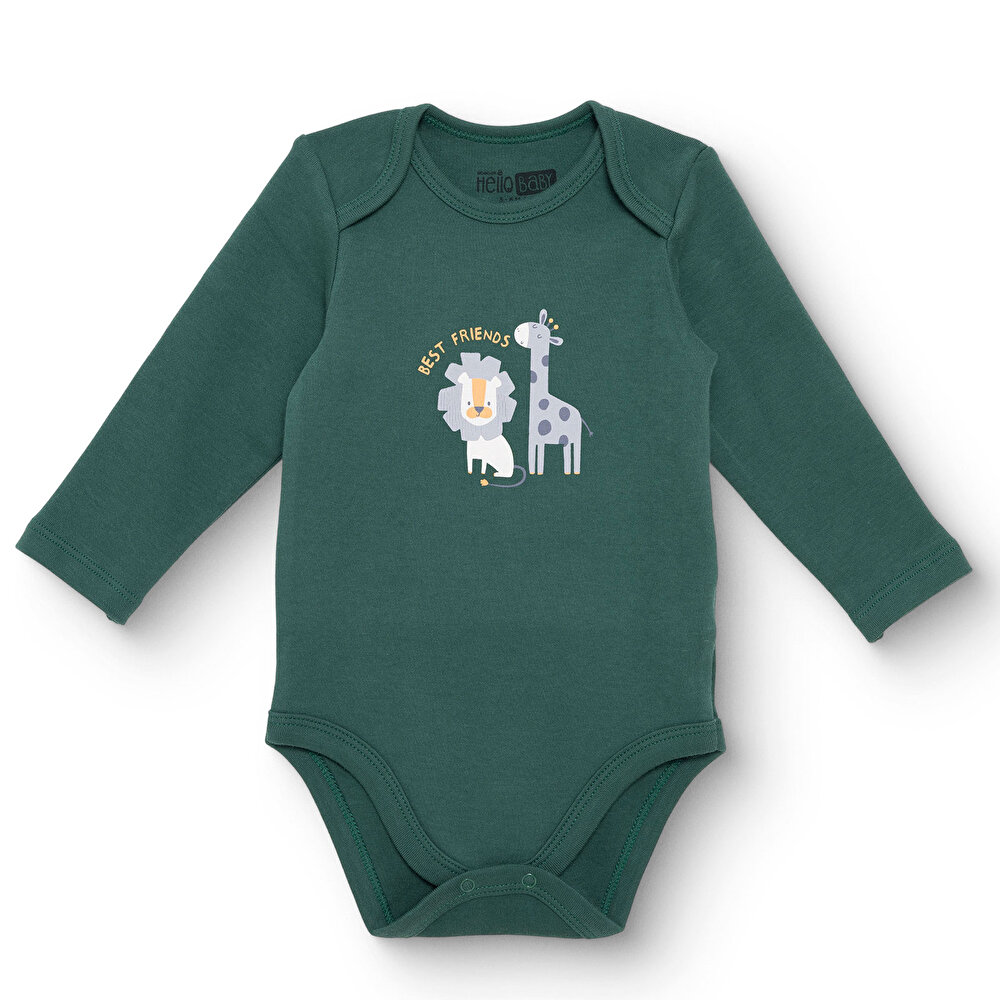 Erkek Bebek Uzun Kol Body İnterlok Zarf Yaka Uzun Kol