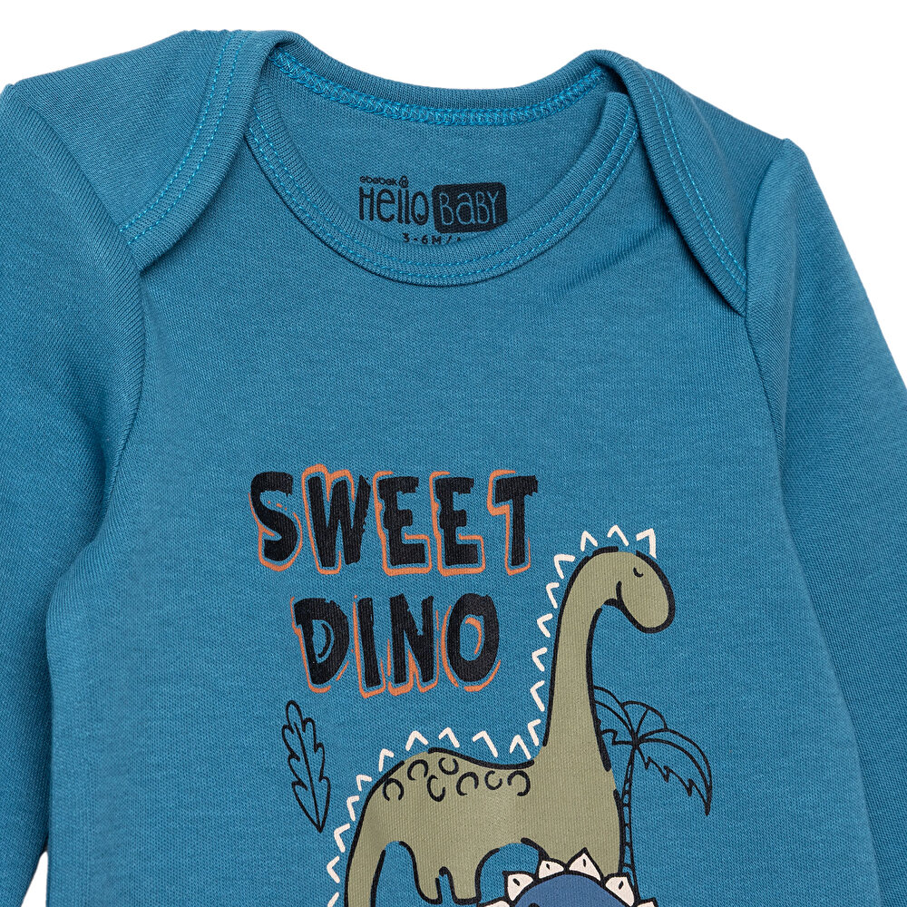 Erkek Bebek Uzun Kol Body İnterlok Zarf Yaka Uzun Kol