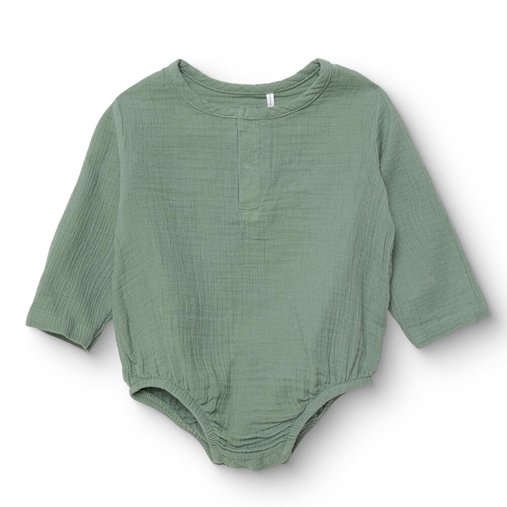 Erkek Bebek Uzun Kol Body Müslin Hakim Yaka