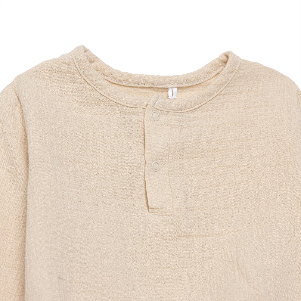 Erkek Bebek Uzun Kol Body Müslin Hakim Yaka