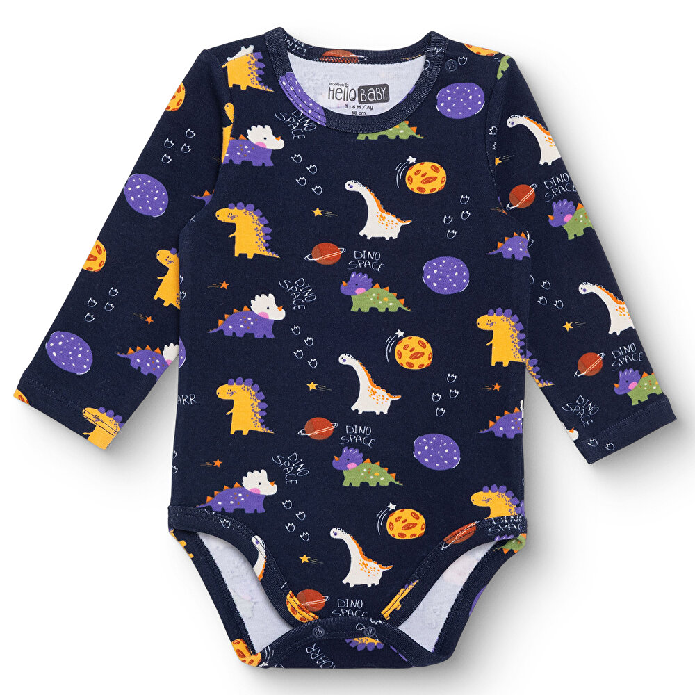 Erkek Bebek Uzun Kol Body Ribana Çıtçıtlı Yaka Uzun Kol