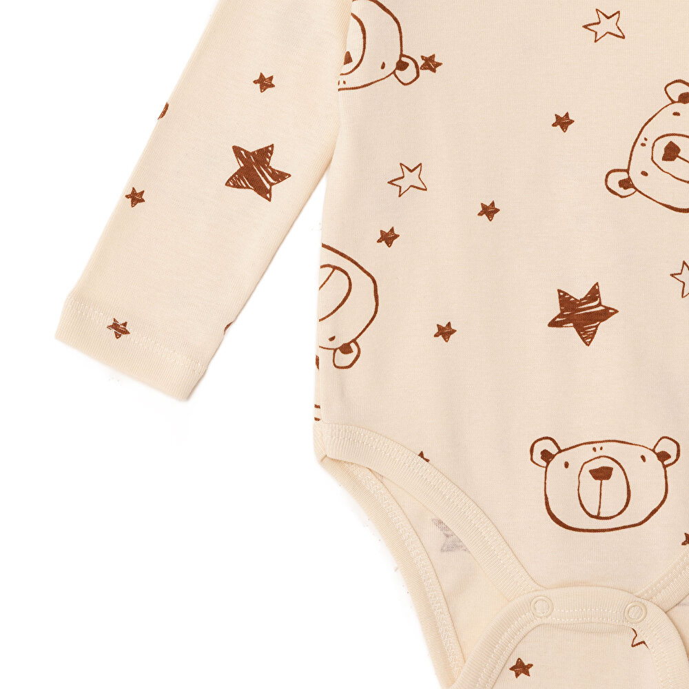 Erkek Bebek Uzun Kol Body Ribana Çıtçıtlı Yaka