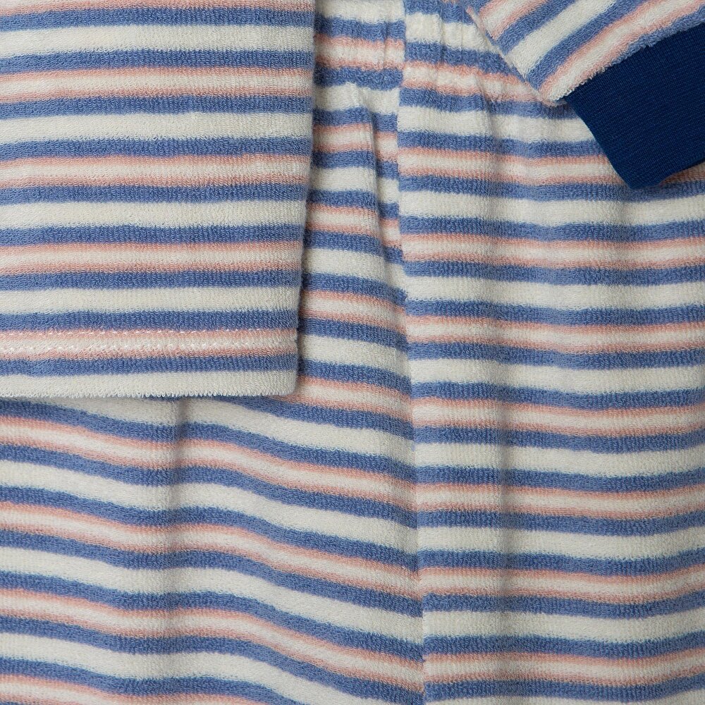 Erkek Bebek Uzun Kol Pijama Takımı Kadife Bisiklet Yaka Uzun Kol Ribanalı Paça