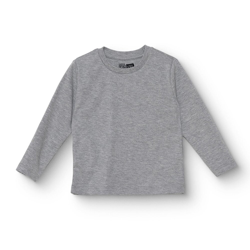 Erkek Bebek Uzun Kol Tshirt İnterlok Bisiklet Yaka Uzun Kol