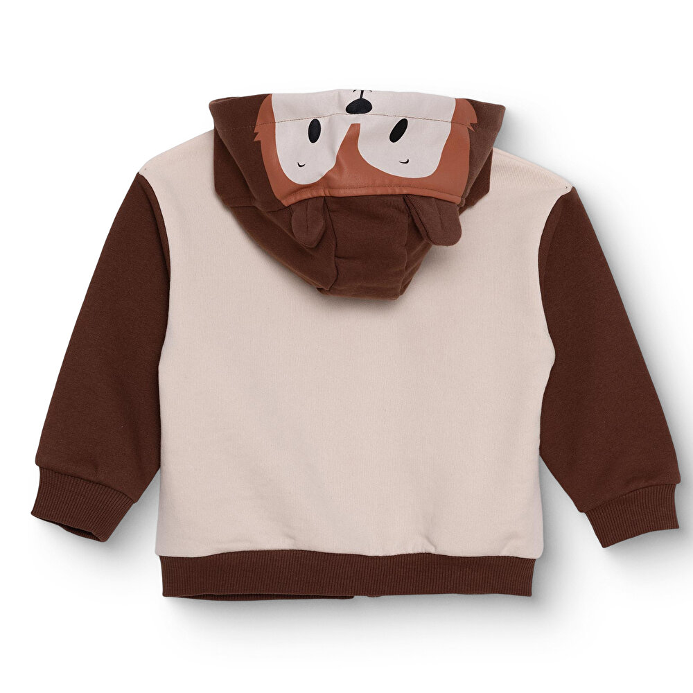 Erkek Bebek Woodland 1 Kapüşonlu Hırka Üç İplik Kapüşonlu Yaka Uzun Kol