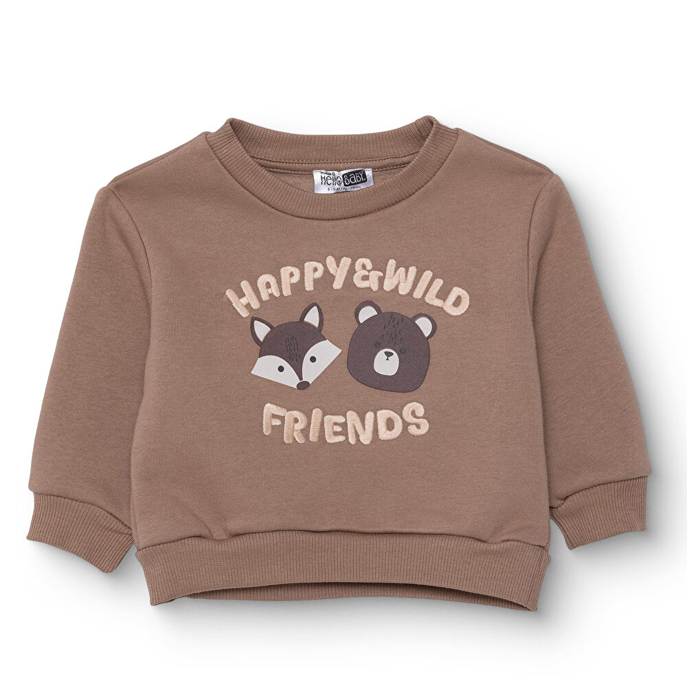 Erkek Bebek Woodland Boy 2 Sweatshirt Şardonlu Üç İplik Bisiklet Yaka Uzun Kol