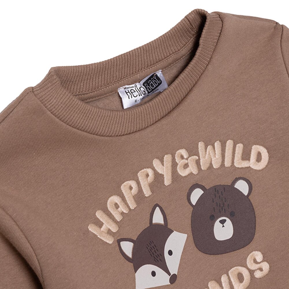 Erkek Bebek Woodland Boy 2 Sweatshirt Şardonlu Üç İplik Bisiklet Yaka Uzun Kol
