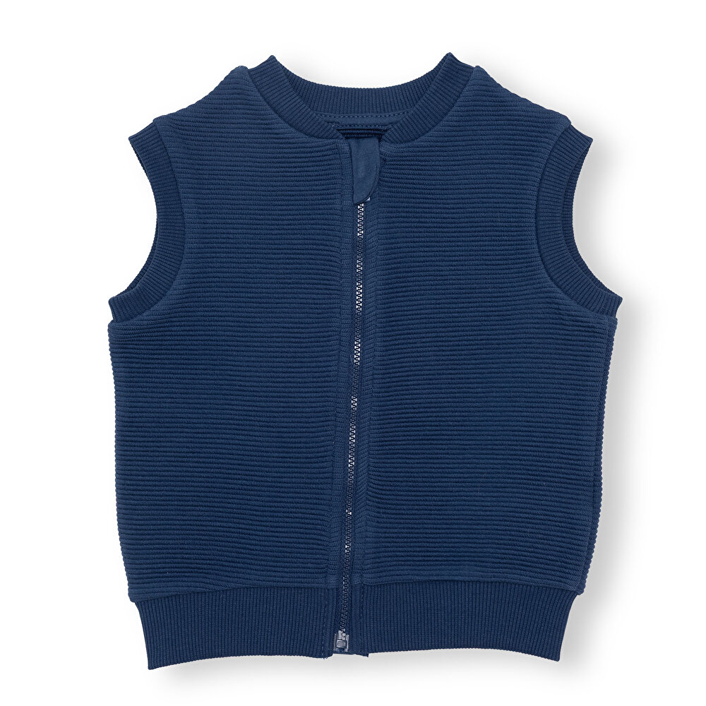 Erkek Bebek Yelek Fermuarlı Ottoman Bisiklet Yaka Atlet Kol