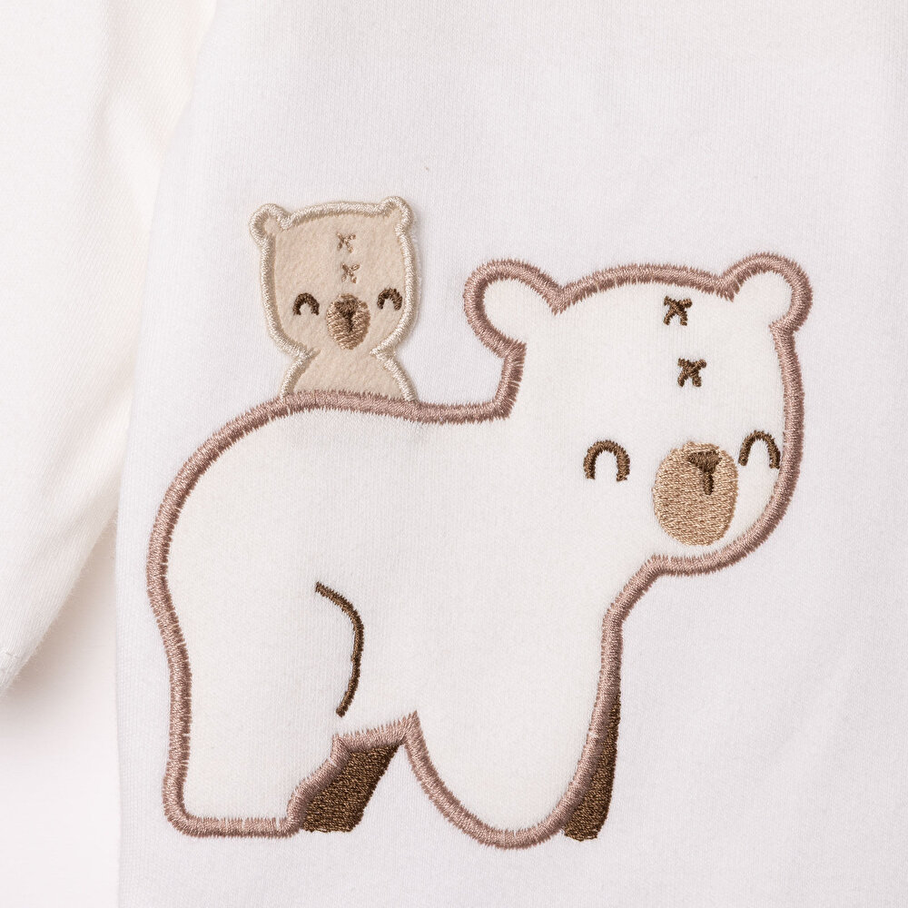 Erkek Bebek Yenidoğan Kadife Sweatshirt-Patiksiz Alt Kapüşonlu Yaka Uzun Kol Patiksiz Paça