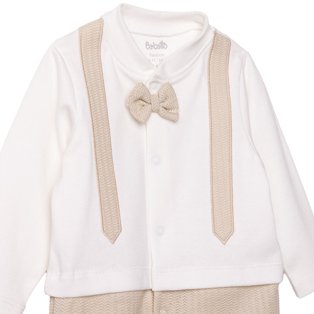 Erkek Bebek Yenidoğan Patikli Tulum Baby King Polo Yaka Uzun Kol Patikli Paça