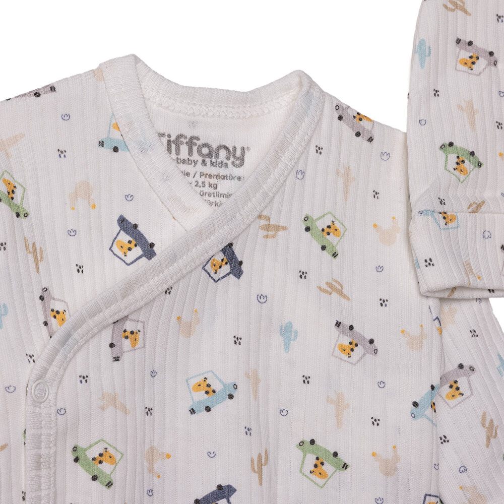 Erkek Bebek Yenidoğan Prematüre Set İnterlok Zarf Yaka Uzun Kol Patikli Paça