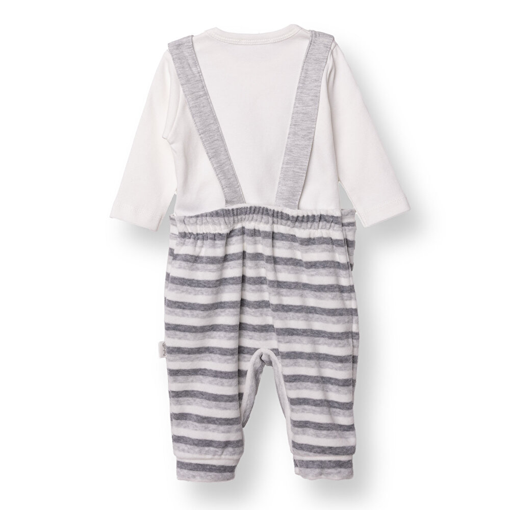 Erkek Bebek Yenidoğan Salopet-Sweatshirt Çıtçıtlı Happy Penguin Bisiklet Yaka Uzun Kol Patiksiz Paç